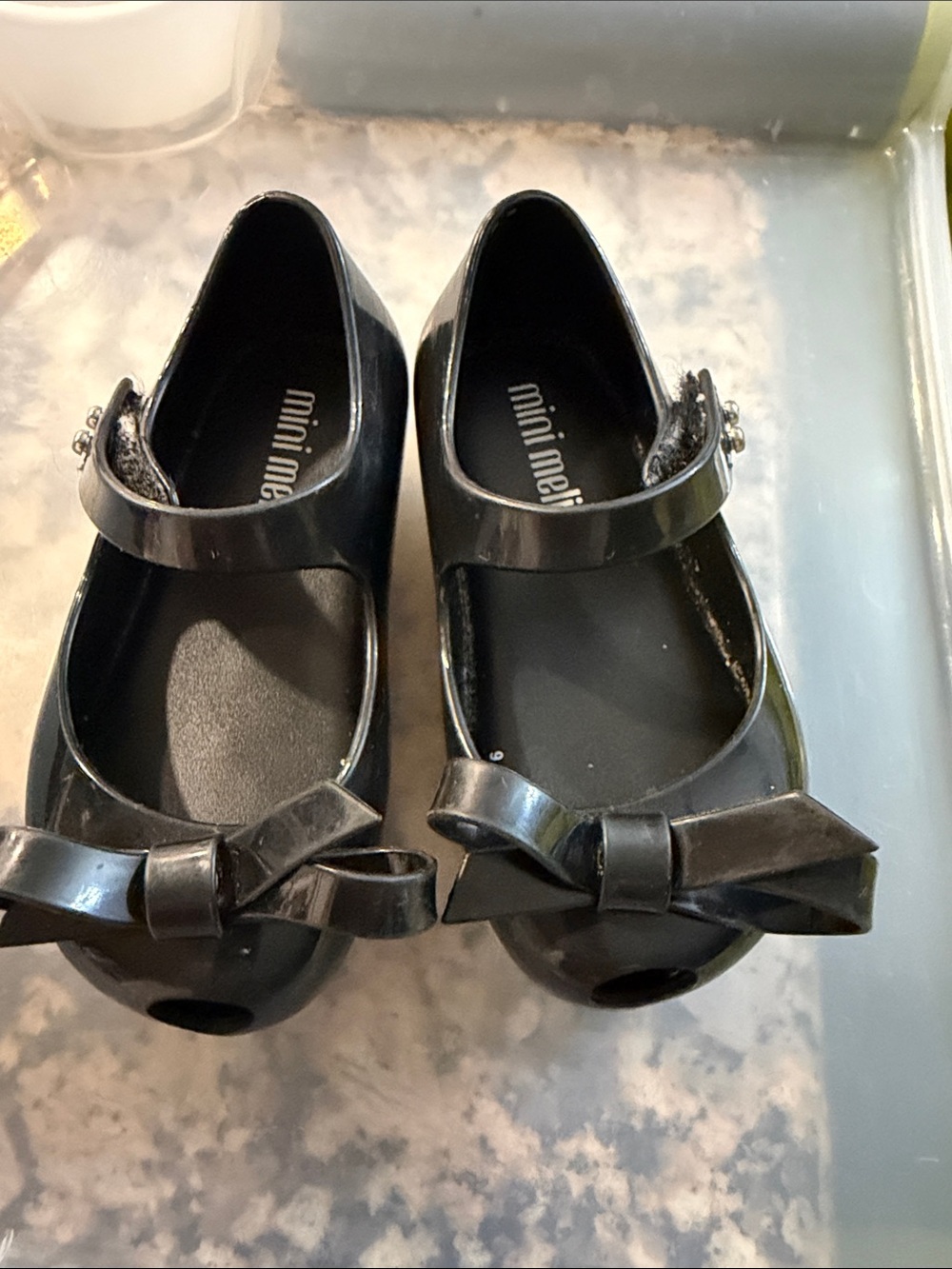 Mini Melissa Black Patent Bow Mary Jane Shoes